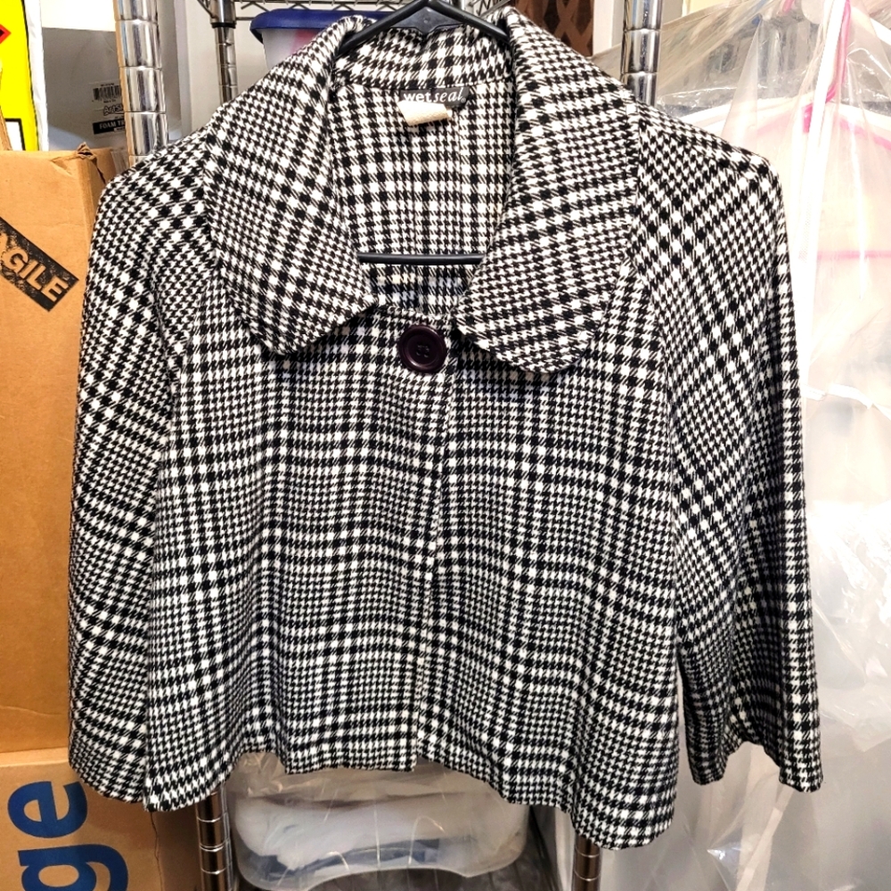 Wet Seal Vintage Short Waist Black and White Jacket